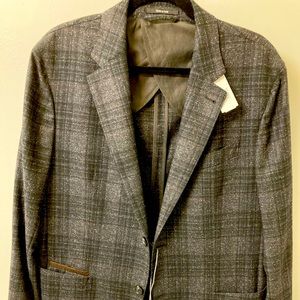NWT Ermenegildo Zegna Blazer Size 42 (52eu) Grey and Black plaid blazer